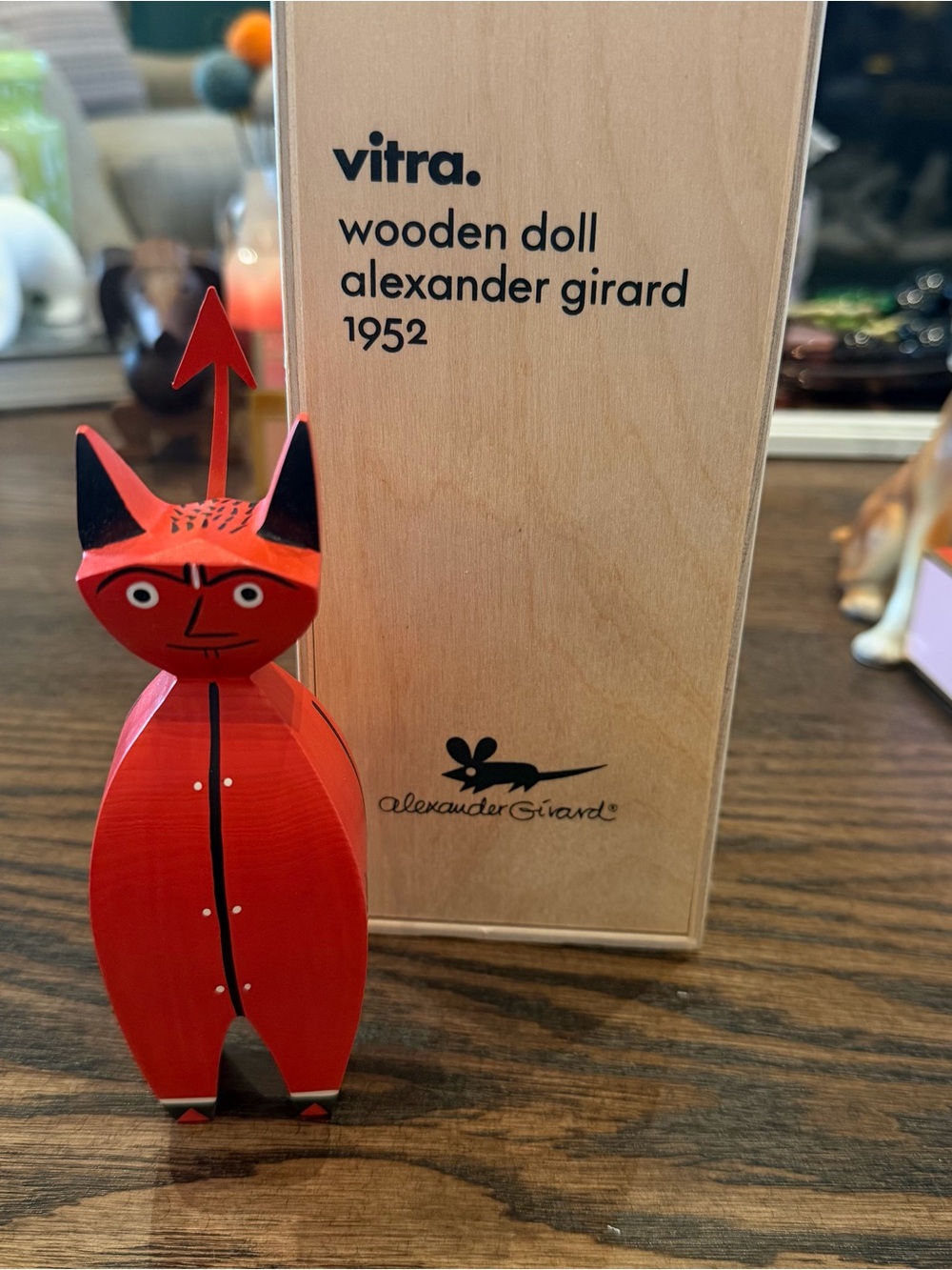 Vitra Little Devil Wooden Doll in Red with Black and White Accents